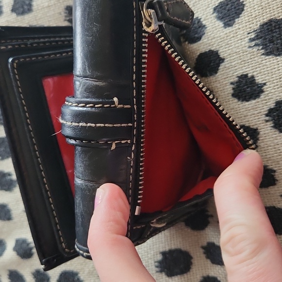 Dooney & Bourke Compact Black Leather Snap Tri-fold Wallet - Picture 9 of 11